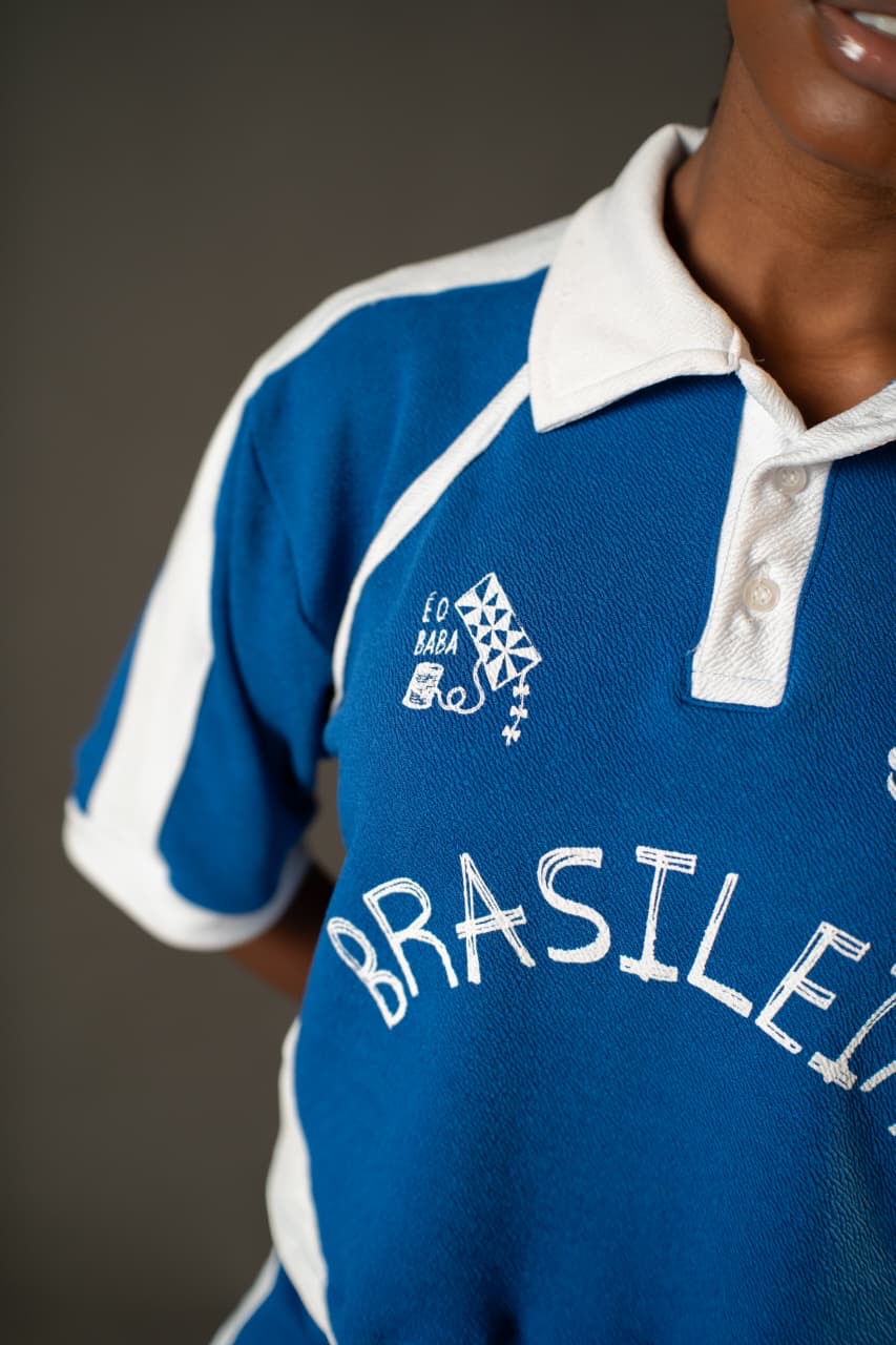 Cropped Polo Azul Brasileira