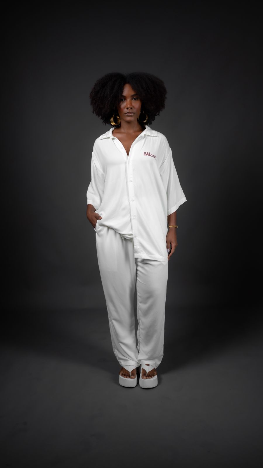 Calça clássica agenero Branca Monocity