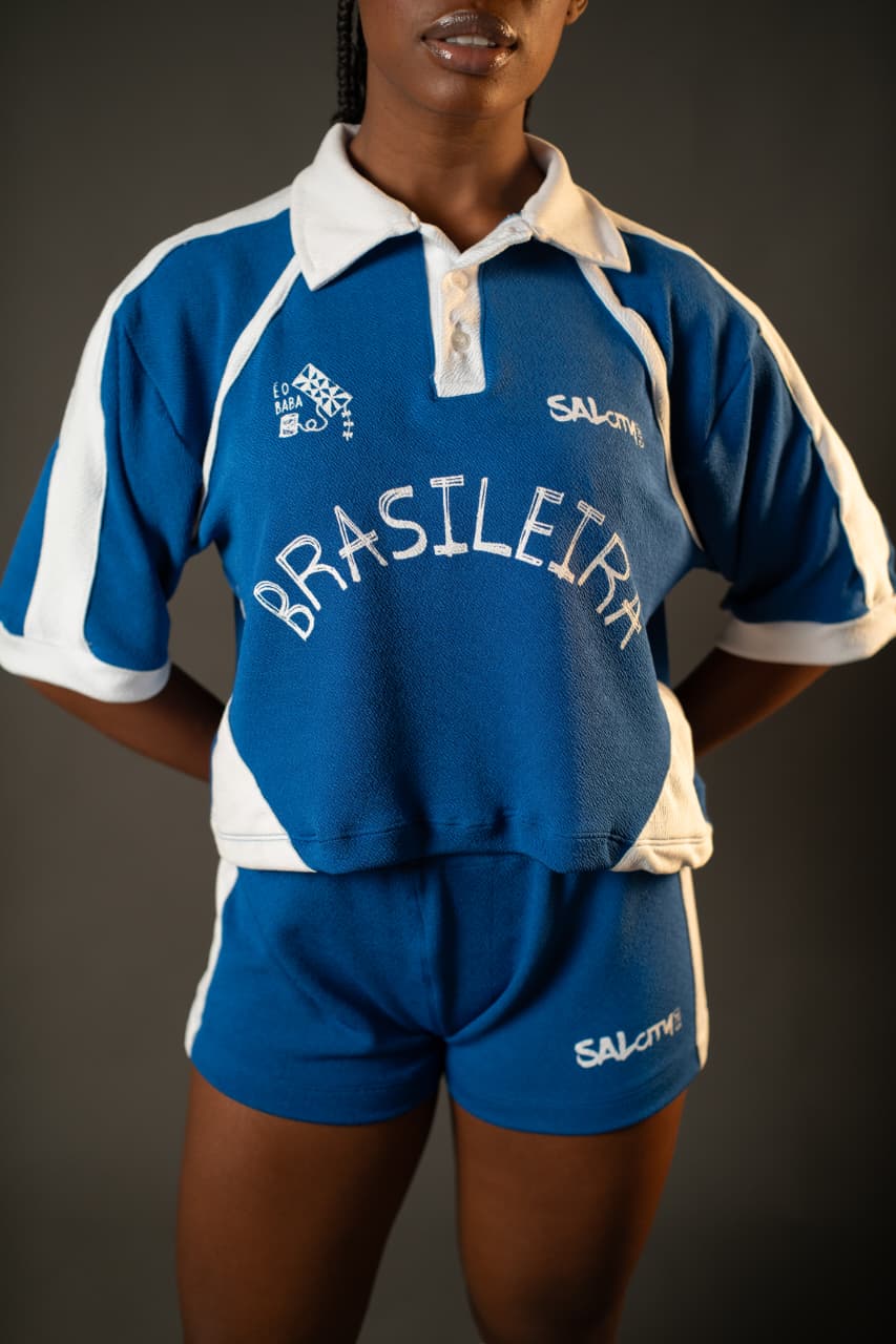 Cropped Polo Azul Brasileira