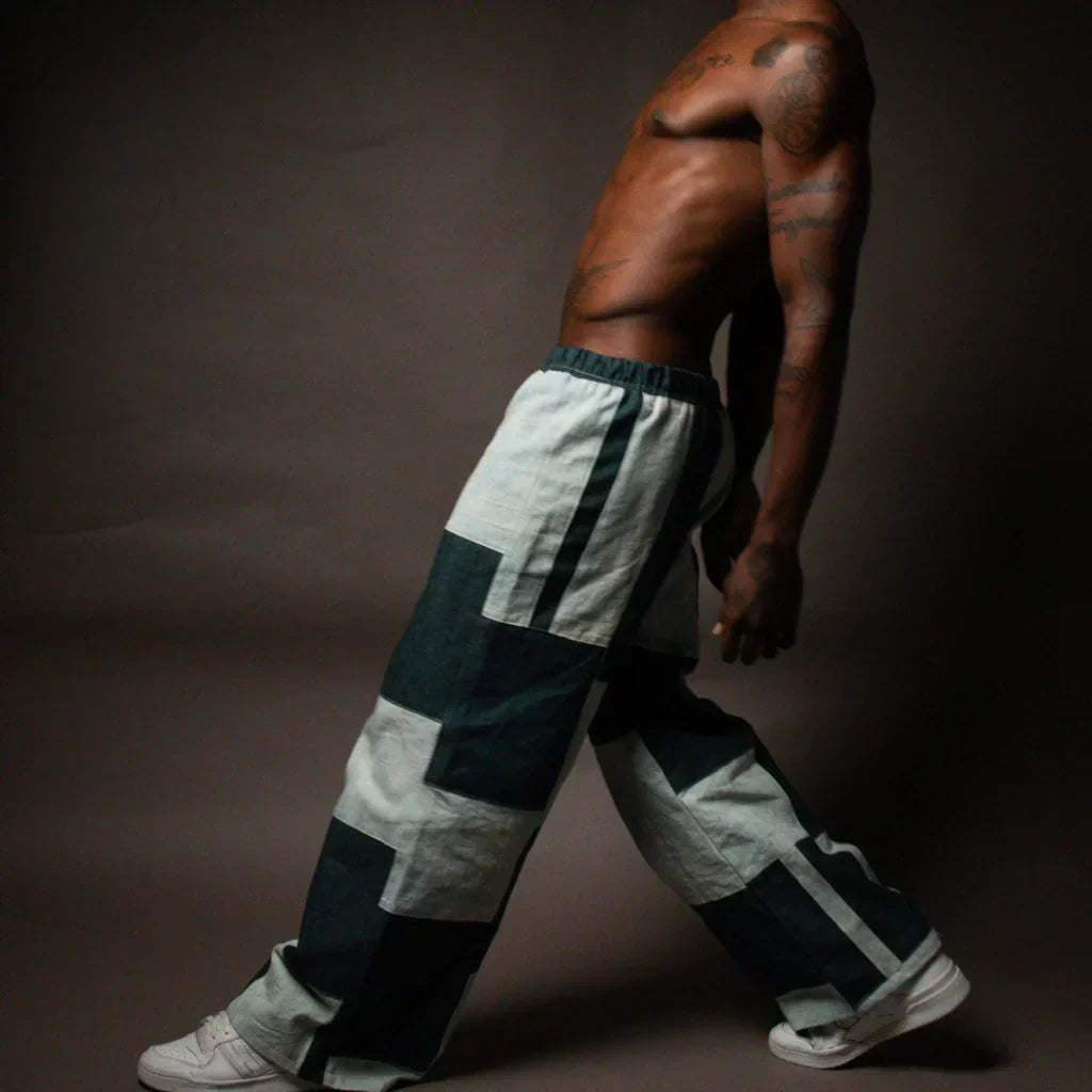 Calça jeans patchwork