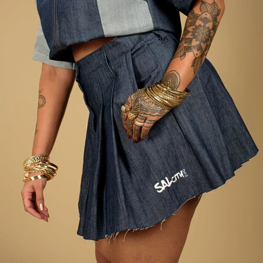 Saia jeans colegial