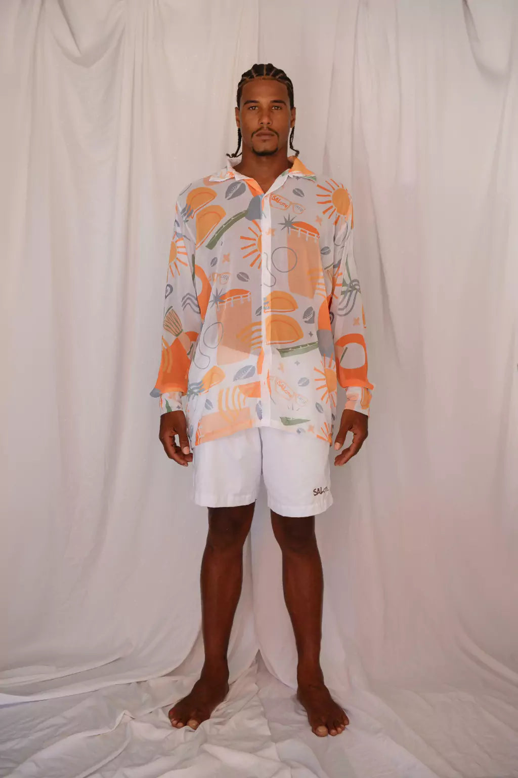 Camisa crepe manga longa