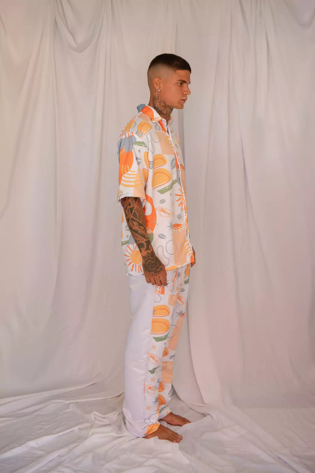 Camisa de botão toque de seda